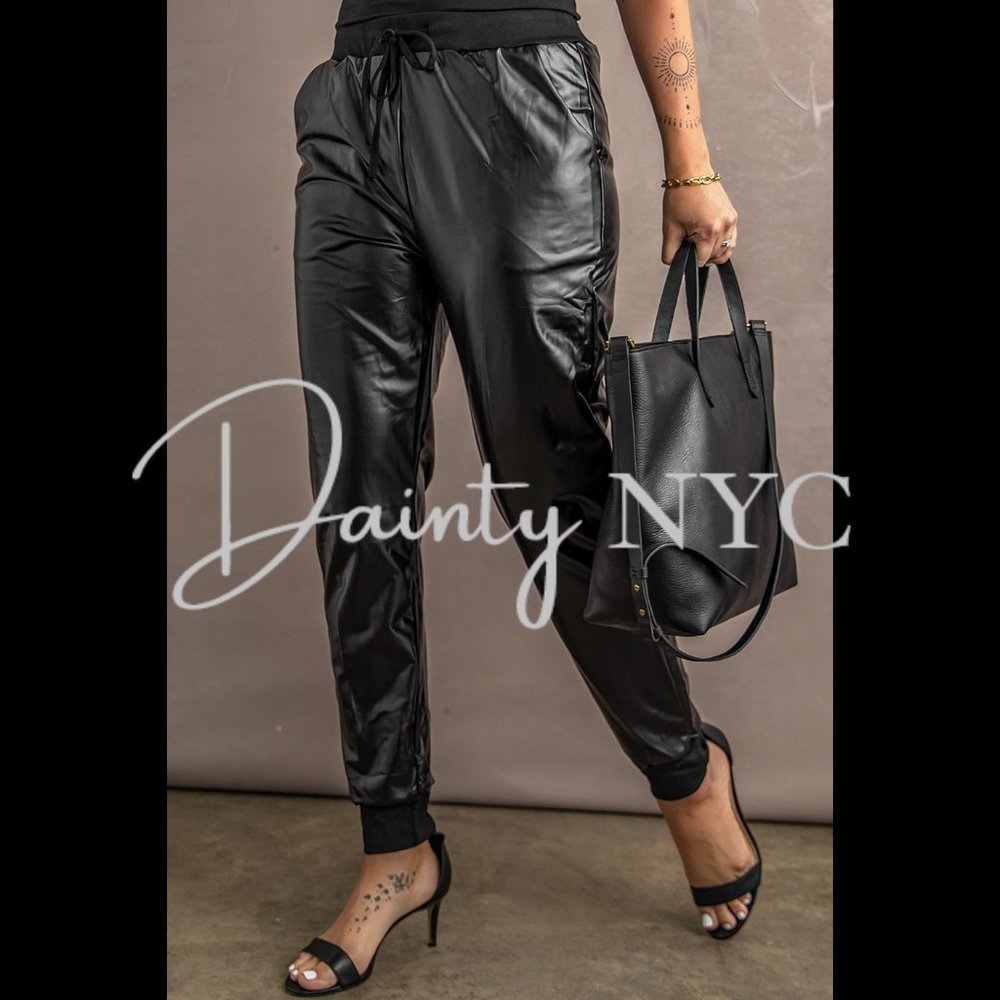 Faux Leather Joggers - Picture 5 of 9